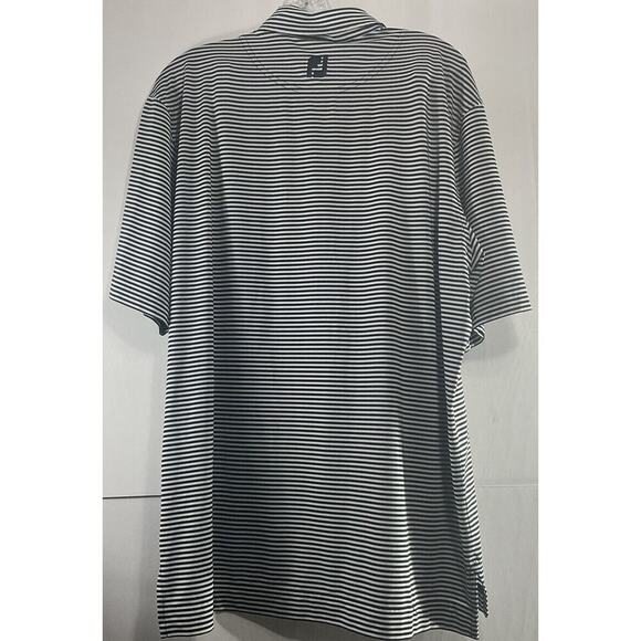 Footjoy FJ Dry Fit Polo Mens Size Large Navy Blue Striped Golf Shirt - Picture 2 of 9